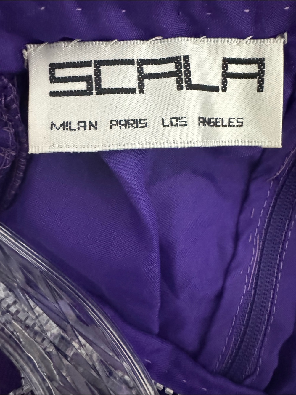 Vintage Scala Beaded 100% Silk Purple Dress - Picture 5 of 9